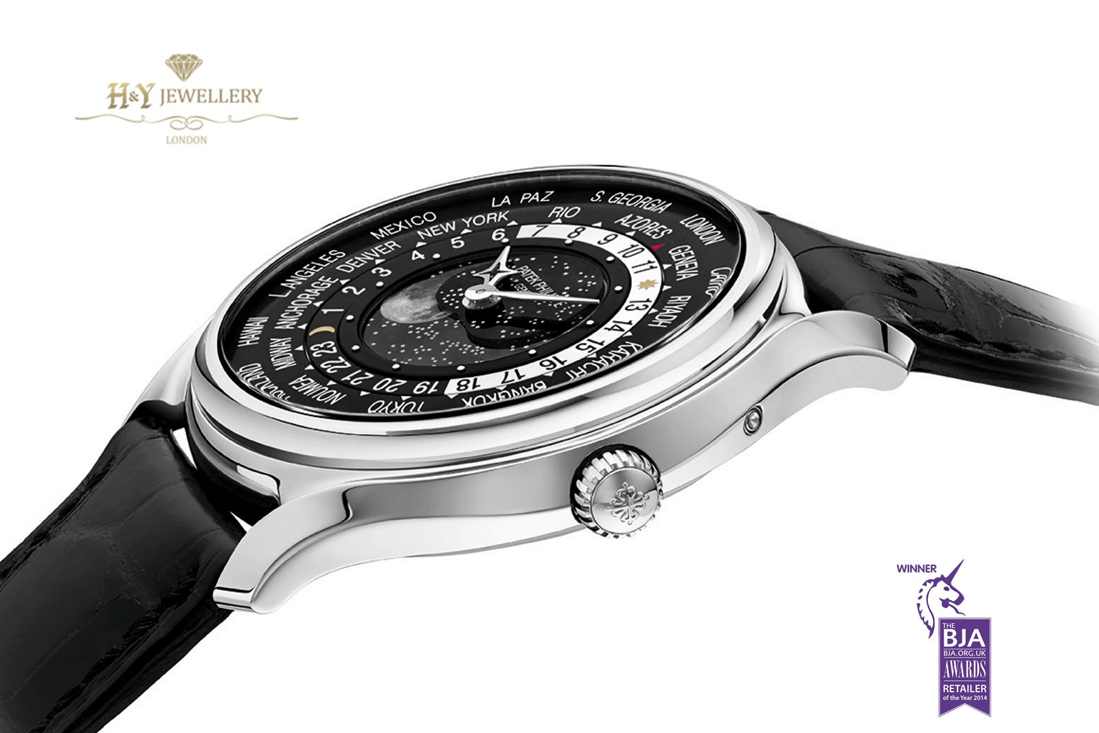 Patek Philippe World time Moon Phase 175th Anniversary White Gold