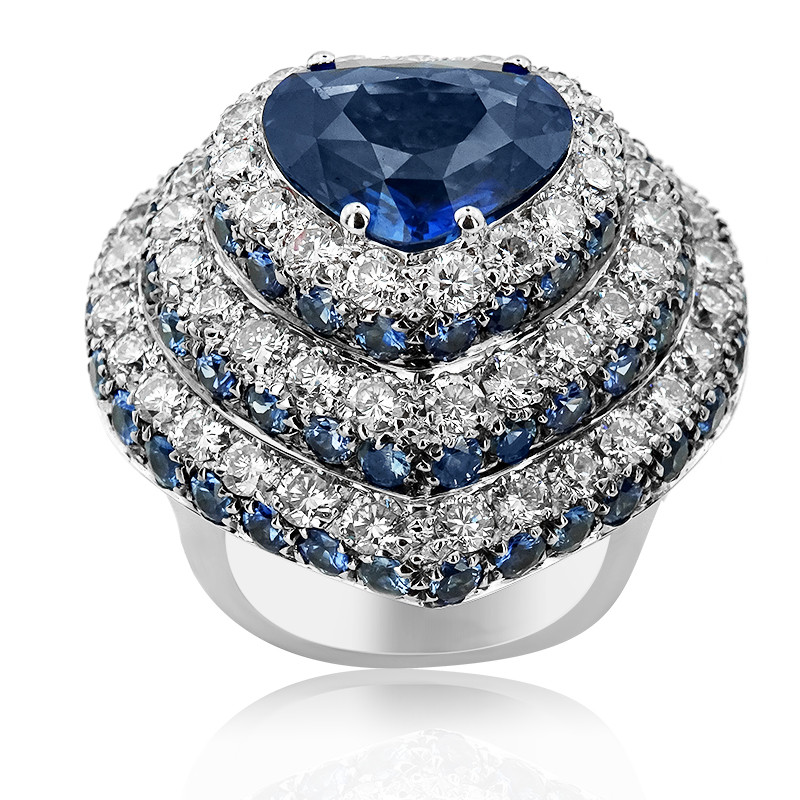 Statement Cocktail ring with Central claw set Heart Sapphire stone