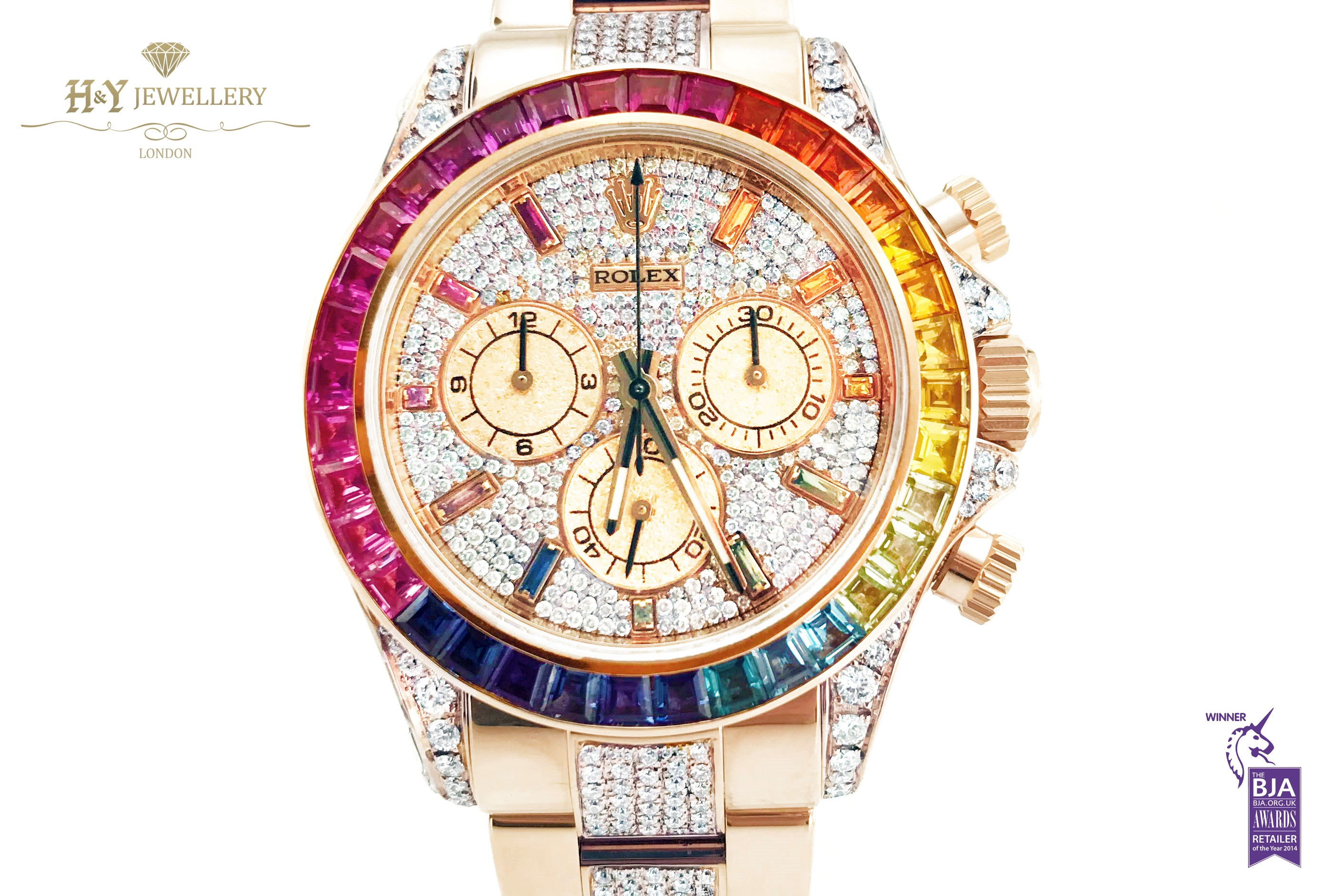 Rolex Daytona Rainbow with After market Diamonds ref 116505