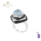 Ananya Nazar Ring set with Aquamarine, Onyx and Diamonds