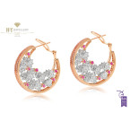Ananya Lotus Samsara Earrings set with Pink Sapphires and Diamonds