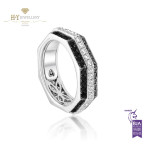 Ananya White Gold Balance Twin Ring set with White and Black Diamonds