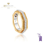 Ananya White Gold Balance Twin Ring set with Yellow Sapphires and Diamonds