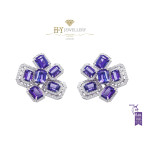 Ananya White Gold Celeste Bespoke Hexagonal Earrings set with Tanzanite and Diamonds