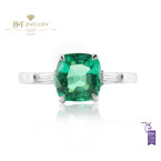 White Gold Green Zambian Emerald Ring with Diamonds - 1.35 ct
