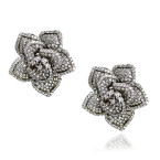 White Gold Flower Stud Earrings With Brilliant Cut Diamonds