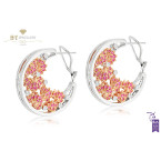 Ananya Lotus Samsara Earrings set with Pink Sapphires and Diamonds