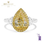 White Gold Pear Cut Yellow Diamond Ring - 3.17 ct