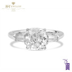 White Gold Cushion Cut Engagement Ring - 2.52 ct