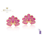 Ananya Rose Gold Lotus Stud Earrings set with Pink Sapphires