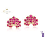 Ananya Rose Gold Lotus Stud Earrings set with Rubies