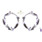 Ananya White Gold Mogra Coronation Hoops set with Tanzanite and Diamonds