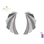 Ananya White Gold Mogra Demi Blossom Ear Cuffs set with Mother of Pearl and Diamonds