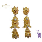 Yellow Gold Earrings Set with Yellow Sapphires and Diamonds - 18.91 ct
