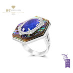 Ananya Celeste Ring set with Abalone, Tanzanite and Diamonds