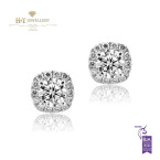 White Gold Diamond Halo Earrings F, SI2
