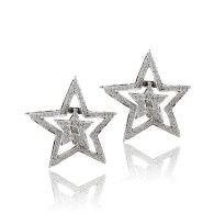 Platinum Double Star Earrings with Diamonds