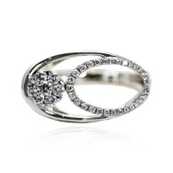 White Gold Oval Ring With Brilliant Cut Diamonds