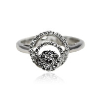 White Gold Oval Design Engagement Ring With Brilliant Cut Diamonds