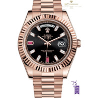 Rolex Day Date II Rose Gold with Rubies and Diamond Rose Gold - ref 218235