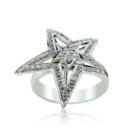 Platinum Double Star Ring with Diamonds