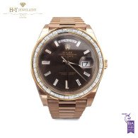 Rolex Day Date Rose Gold set with Factory and After market diamonds - ref 228235