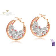 Ananya Lotus Samsara Earrings set with Pink Sapphires and Diamonds