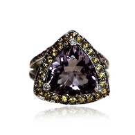 Mauboussin Ring With Trilliant And Brilliant Cut Amethyst And Brilliant Cut Citrines