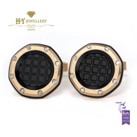 Audemars Piguet Rose Gold Cufflinks with Black Tapisserie pattern  - ref BM0724.OKU.04.N028