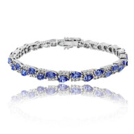 Oval Cut Tanzanite And Brilliant Cut Diamond Bracelet 