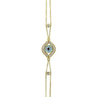Protection From The Evil Eye Bracelet With Blue Topaz and Onyx