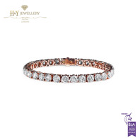 Rose Gold Brilliant Cut Diamond Tennis Bracelet - 8.78ct