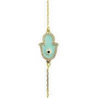 Blue Fatima Hand Charm Bracelet