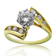 Yellow Gold Sweep Ring With Brilliant Cut Diamonds