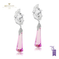 White Gold Pink Topaz Earrings - 40.51 ct