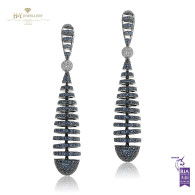 White Gold Blue Sapphire Earrings - 7.25 ct