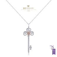 White Gold Cushion Cut Fancy Pink Key Pendant - 0.92 ct