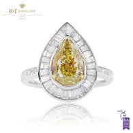 White Gold Pear Cut Fancy Yellow Diamond Ring - 3.08 ct