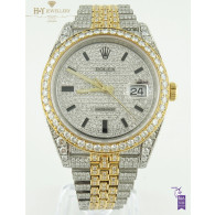 Rolex Date Just Steel and Yellow gold with after set diamonds - ref 126333