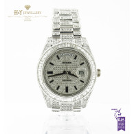 Rolex Day Date II White Gold with After market diamonds - ref 218239