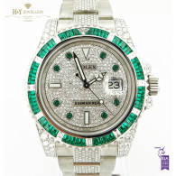 Rolex Submariner with After market diamonds and emeralds - ref 116610LN
