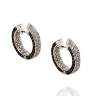 White and Cognac Diamond Hoops