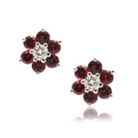 Pink Rubies  and Diamond Stud Earrings