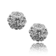 White Gold Stud Earrings With Brilliant Cut Diamonds