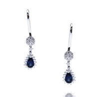 Royal Blue Sapphire and White diamond Earrings 