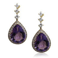 Amethyst and Diamond Drop Earrings 