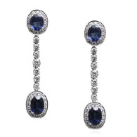Oval Sapphire and Diamond Drop Earrings 
