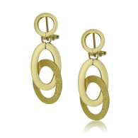 Yellow Gold Drop Hoop Earrings