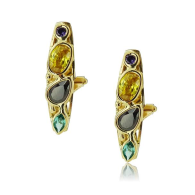 Yellow Gold Semi Precious Stone Earrings