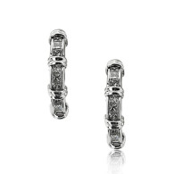 White Gold Hoop Earrings With Princess Cut Diamonds